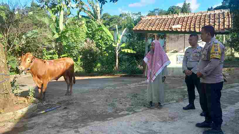 Jelang Idul Adha 1445 H, Kapolsek Pandeglang Salurkan Hewan Kurban ke Ponpes