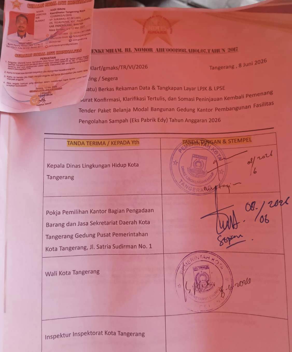 Aroma Maladministrasi Menyengat, GMAKS Somasi Tender Proyek Sampah Rp 34 Miliar di Kota Tangerang