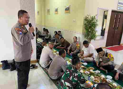 Jelang Pencoblosan, Polres Pandeglang dan Kodim 0601 Gelar Doa dan Makan Bersama